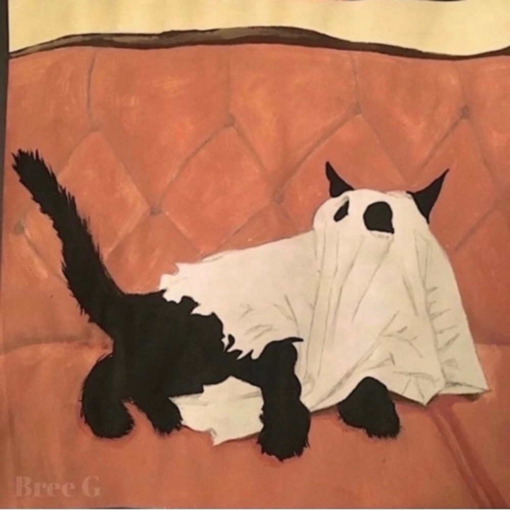 NEW ORIGINAL "GHOST CAT" MY ART PRINT